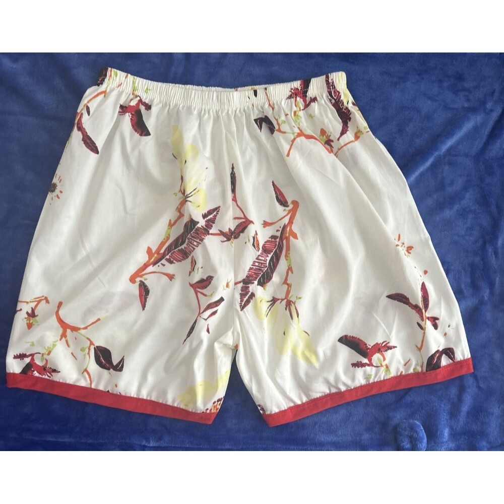Womens M Ivory Floral Print Soft Knit Pajama Shorts Cozy Sleep Shorts Comfy